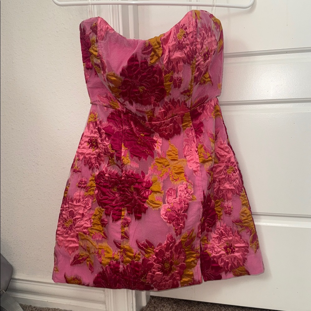 Showpo Pink and Gold Strapless Dress - Picture 3 of 4